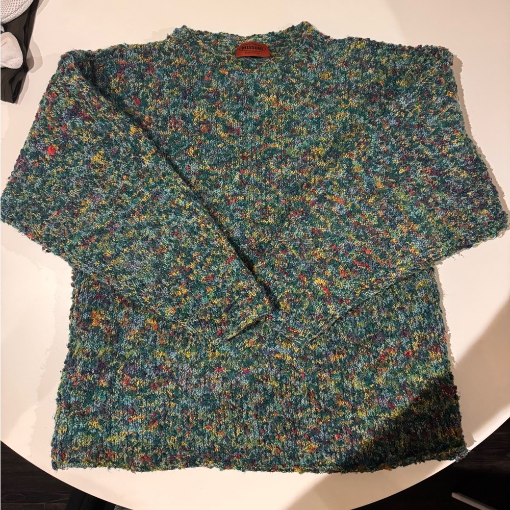 Missoni Vintage Textured Knit Sweater with Multicolor Hues